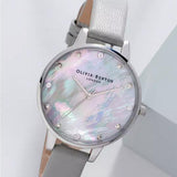 OLIVIA BURTON OB16SE16 GREY MOTHER OF PEARL DEMI DIAL & SILVER WOMEN'S WATCH