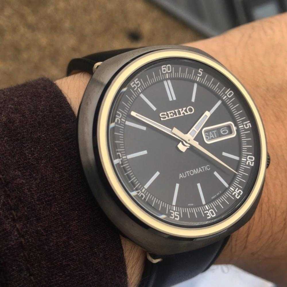 SEIKO GENERAL RECRAFT SRPC15K1 AUTOMATIC MEN'S BLACK LEATHER STRAP WATCH - H2 Hub Watches