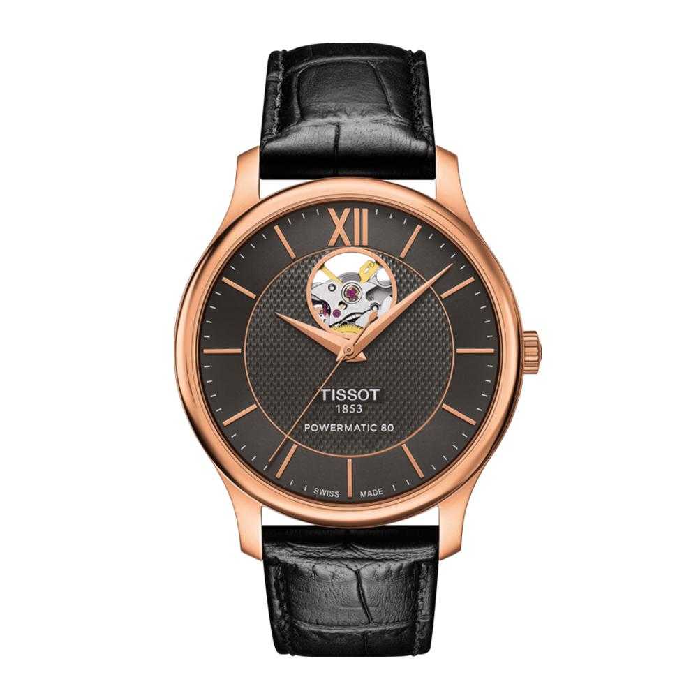 TISSOT T0639073606800 TRADITION POWERMATIC 80 OPEN HEART MEN'S WATCH - H2 Hub Watches