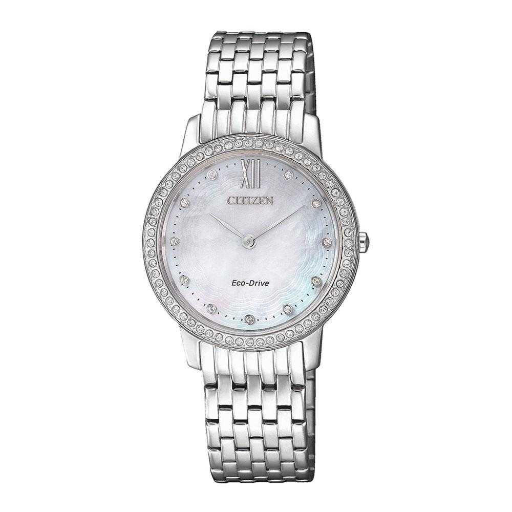 CITIZEN EX1480-82D ECO-DRIVE SILVER STAINLESS STEEL WOMEN'S WATCH - H2 Hub Watches