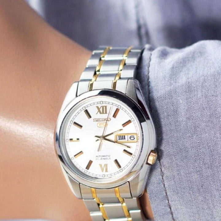 SEIKO 5 SNKL57K1 AUTOMATIC STAINLESS STEEL MEN'S TWO TONE WATCH - H2 Hub Watches
