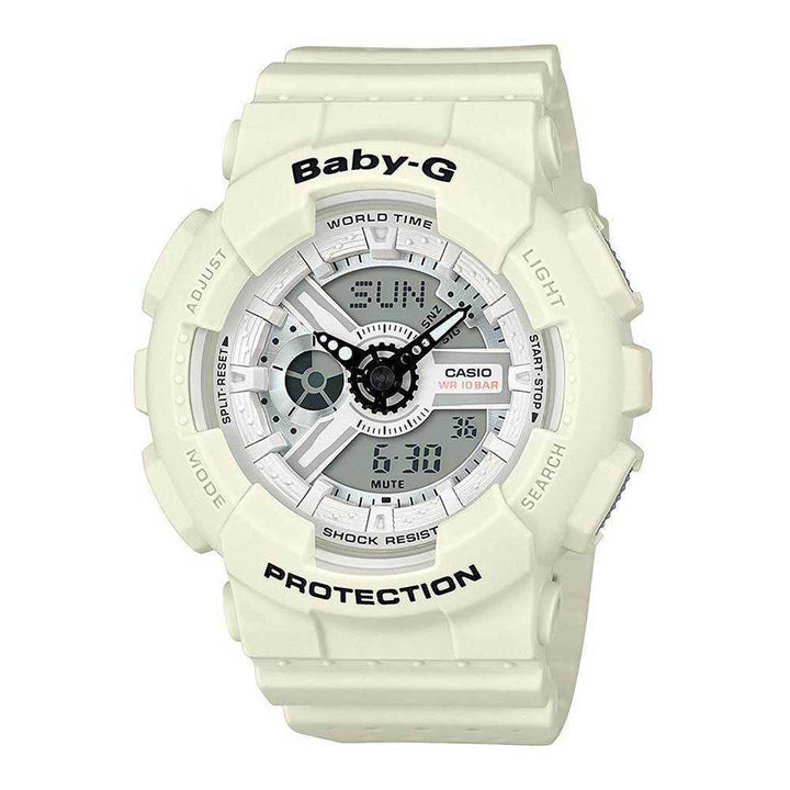 CASIO BABY-G BA-110PP-7ADR DIGITAL QUARTZ WHITE RESIN WOMEN'S WATCH - H2 Hub Watches