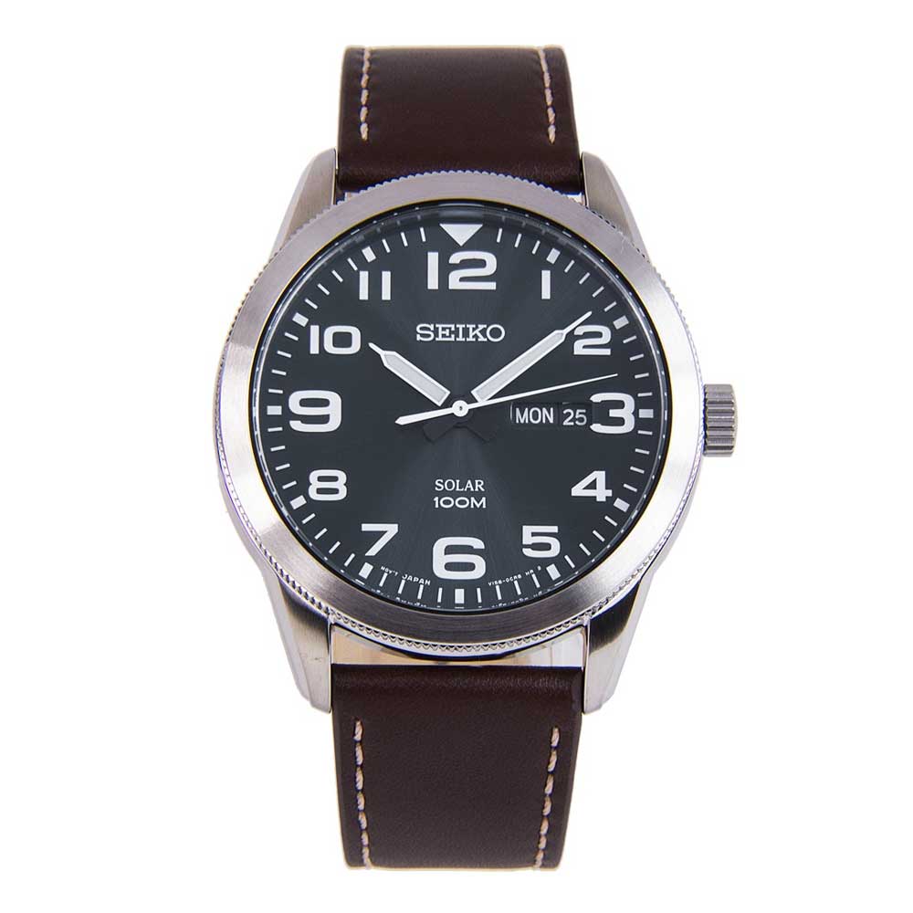 SEIKO GENERAL SNE475P1 BLACK LEATHER MEN'S WATCH - H2 Hub Watches