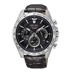SEIKO GENERAL SSB305P1 CHRONOGRAPH MEN'S BLACK LEATHER STRAP WATCH - H2 Hub Watches