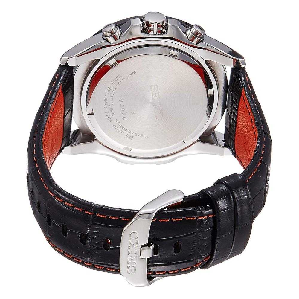 SEIKO GENERAL LORD SPC237P1 CHRONOGRAPH MEN'S BLACK LEATHER STRAP WATCH - H2 Hub Watches