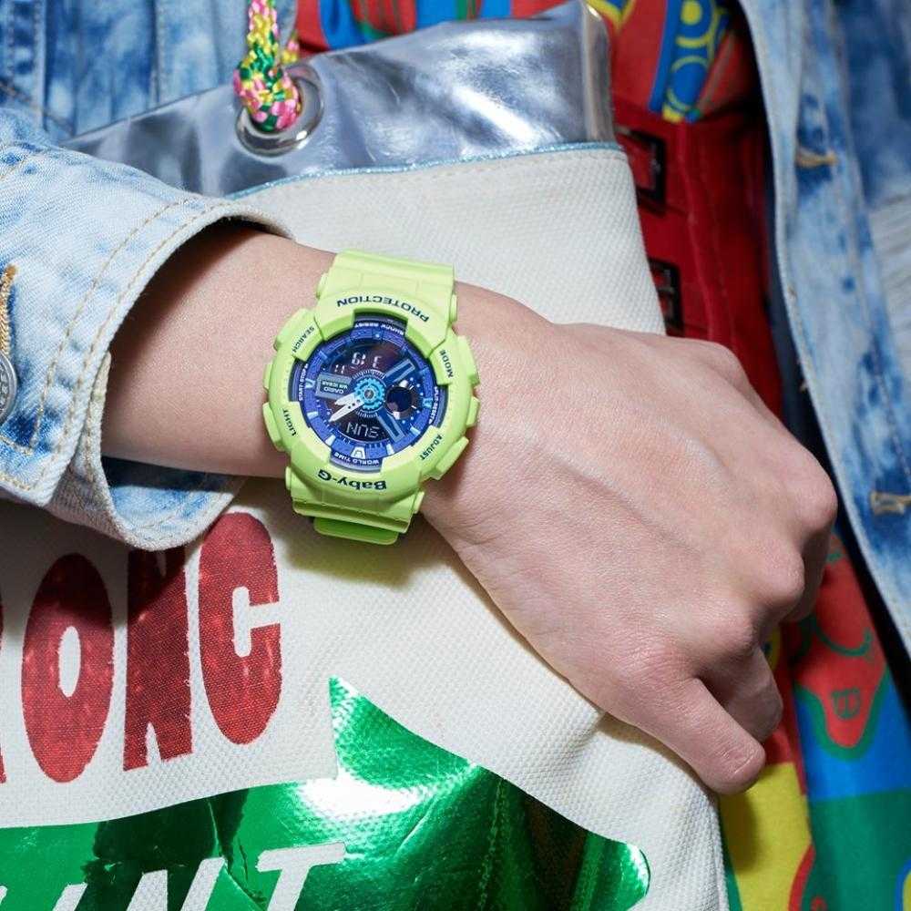 CASIO BABY G BA 110PP 3ADR DIGITAL QUARTZ LIME GREEN RESIN WOMEN S