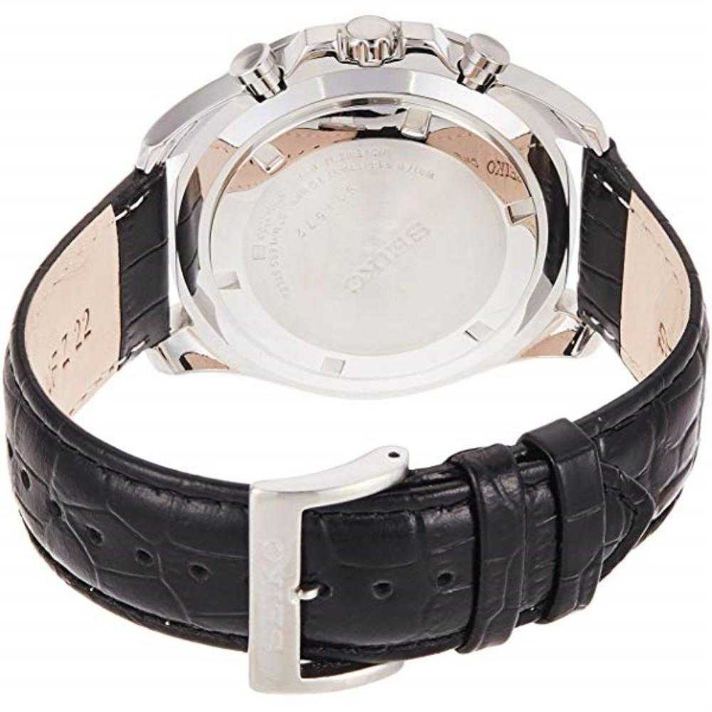 SEIKO GENERAL SSB305P1 CHRONOGRAPH MEN'S BLACK LEATHER STRAP WATCH - H2 Hub Watches