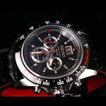 SEIKO GENERAL LORD SPC237P1 CHRONOGRAPH MEN'S BLACK LEATHER STRAP WATCH - H2 Hub Watches