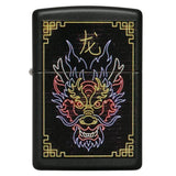 Zippor Neon Dragon Design Black Matte Lighter #49396
