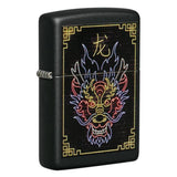 Zippor Neon Dragon Design Black Matte Lighter #49396