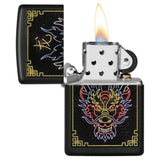 Zippor Neon Dragon Design Black Matte Lighter #49396