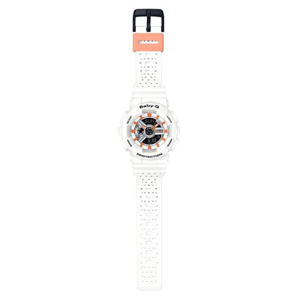 CASIO BABY-G BA-110PP-7A2DR TANDEM SERIES DIGITAL QUARTZ WHITE RESIN WOMEN'S WATCH - H2 Hub Watches