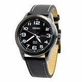 SEIKO GENERAL SNE477P1 SOLAR BLACK LEATHER STRAP MEN'S WATCH