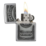 ZIPPO JACK DANIEL'S HIGH POLISH CHROME LIGHTER EMBLEM ATTACHED #250JD/427