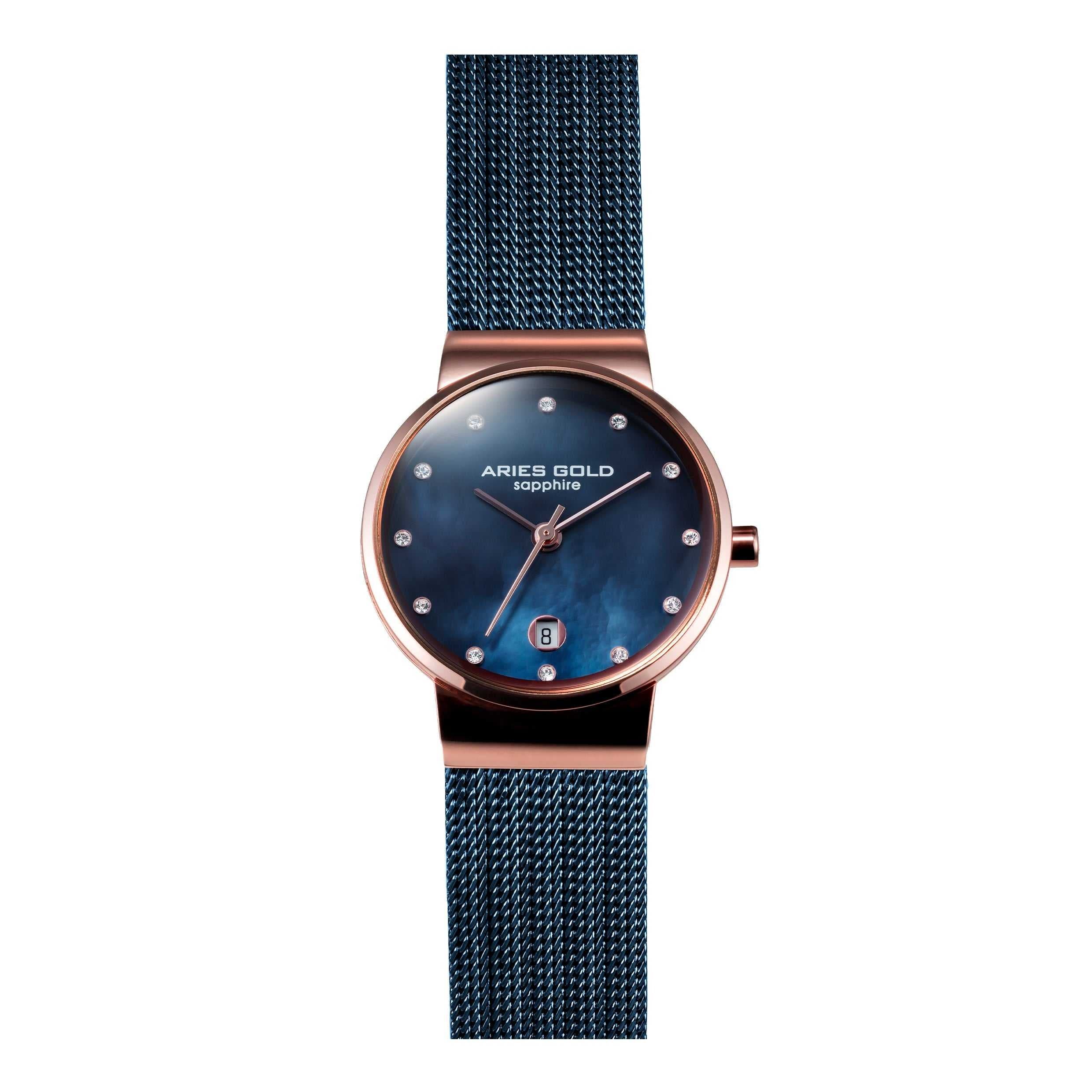 ARIES GOLD ENCHANT CAMILLE ROSE GOLD STAINLESS STEEL L 5002 2TR-BUMOP MESH STRAP WOMEN'S WATCH - H2 Hub Watches