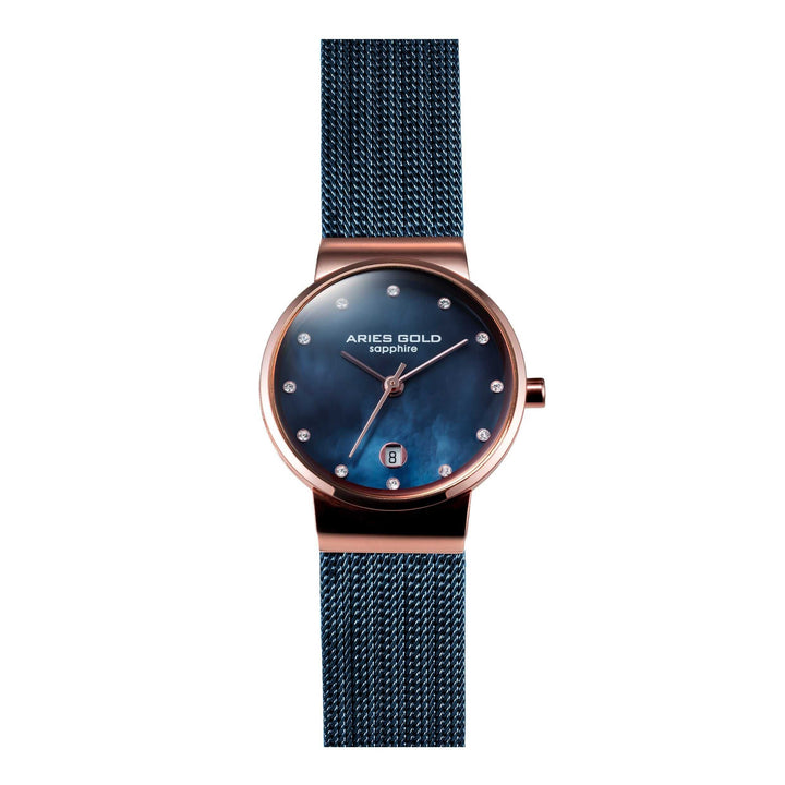 ARIES GOLD ENCHANT CAMILLE ROSE GOLD STAINLESS STEEL L 5002 2TR-BUMOP MESH STRAP WOMEN'S WATCH - H2 Hub Watches