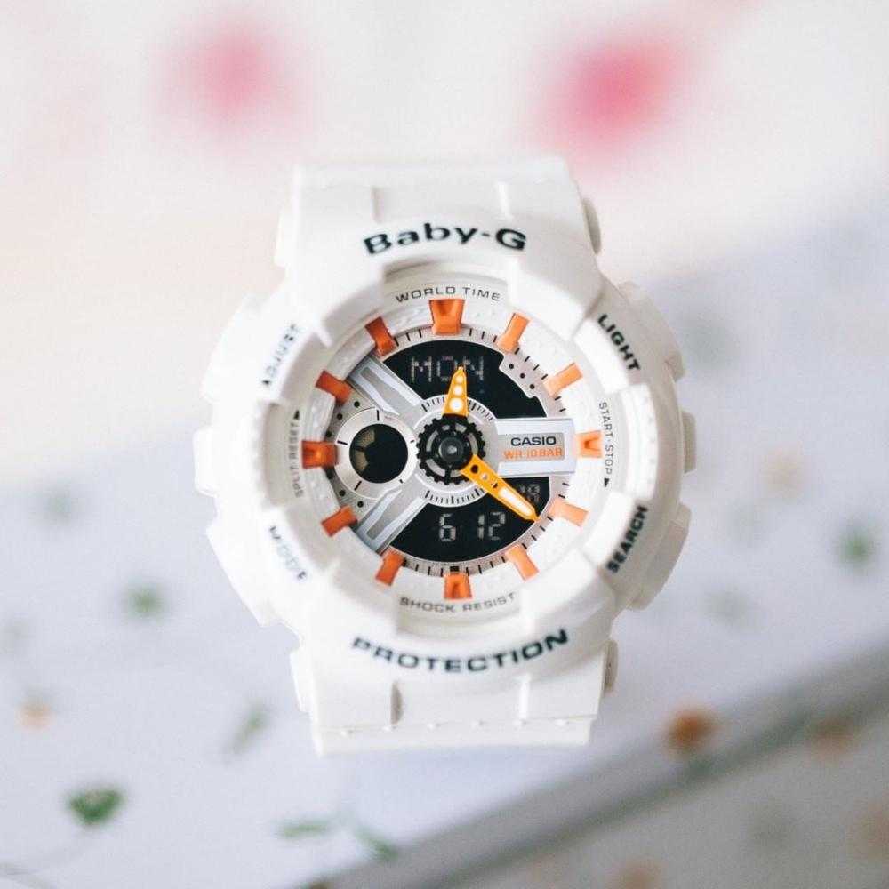 CASIO BABY-G BA-110PP-7A2DR TANDEM SERIES DIGITAL QUARTZ WHITE RESIN WOMEN'S WATCH - H2 Hub Watches