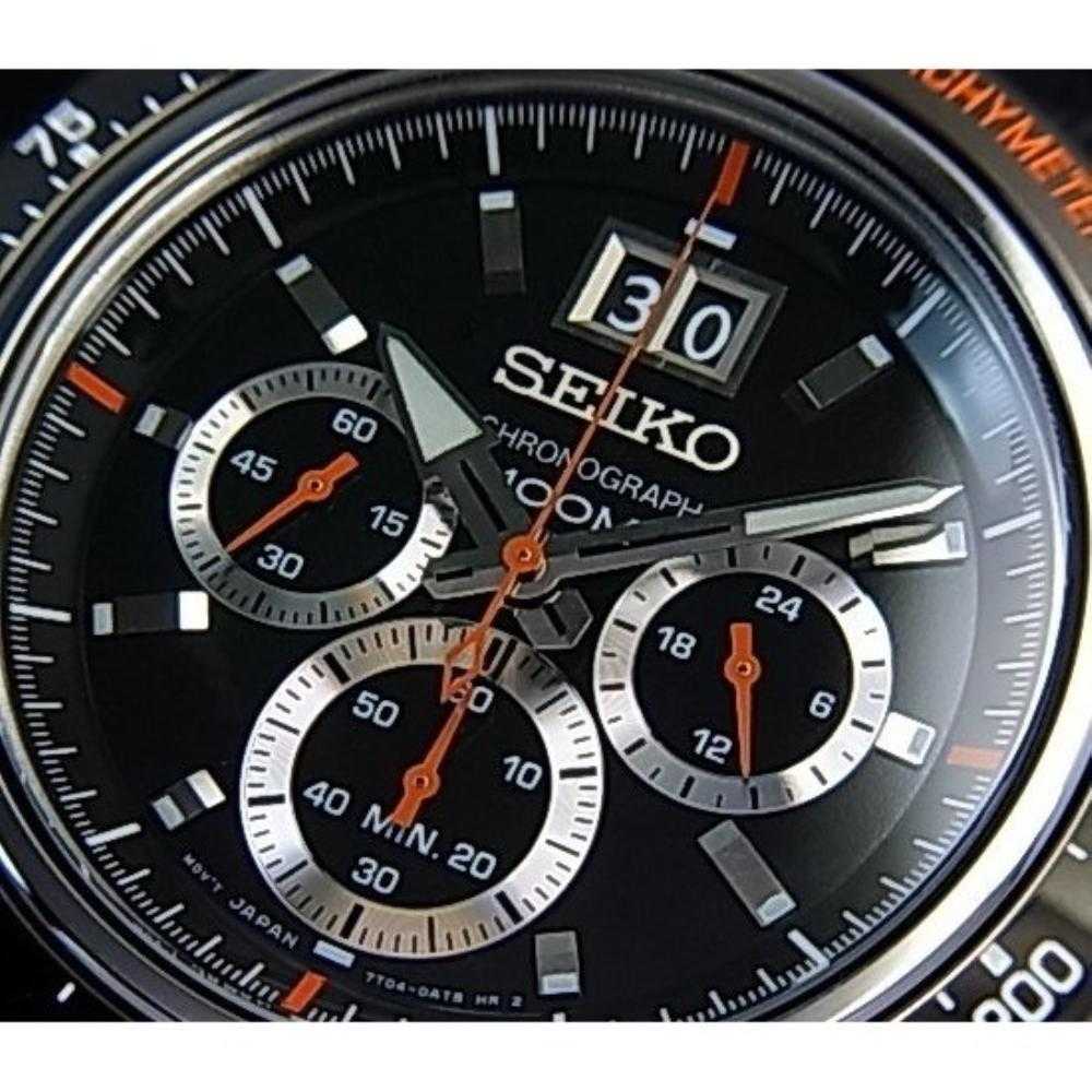 SEIKO GENERAL LORD SPC237P1 CHRONOGRAPH MEN'S BLACK LEATHER STRAP WATCH - H2 Hub Watches
