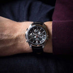 SEIKO GENERAL SSB305P1 CHRONOGRAPH MEN'S BLACK LEATHER STRAP WATCH - H2 Hub Watches