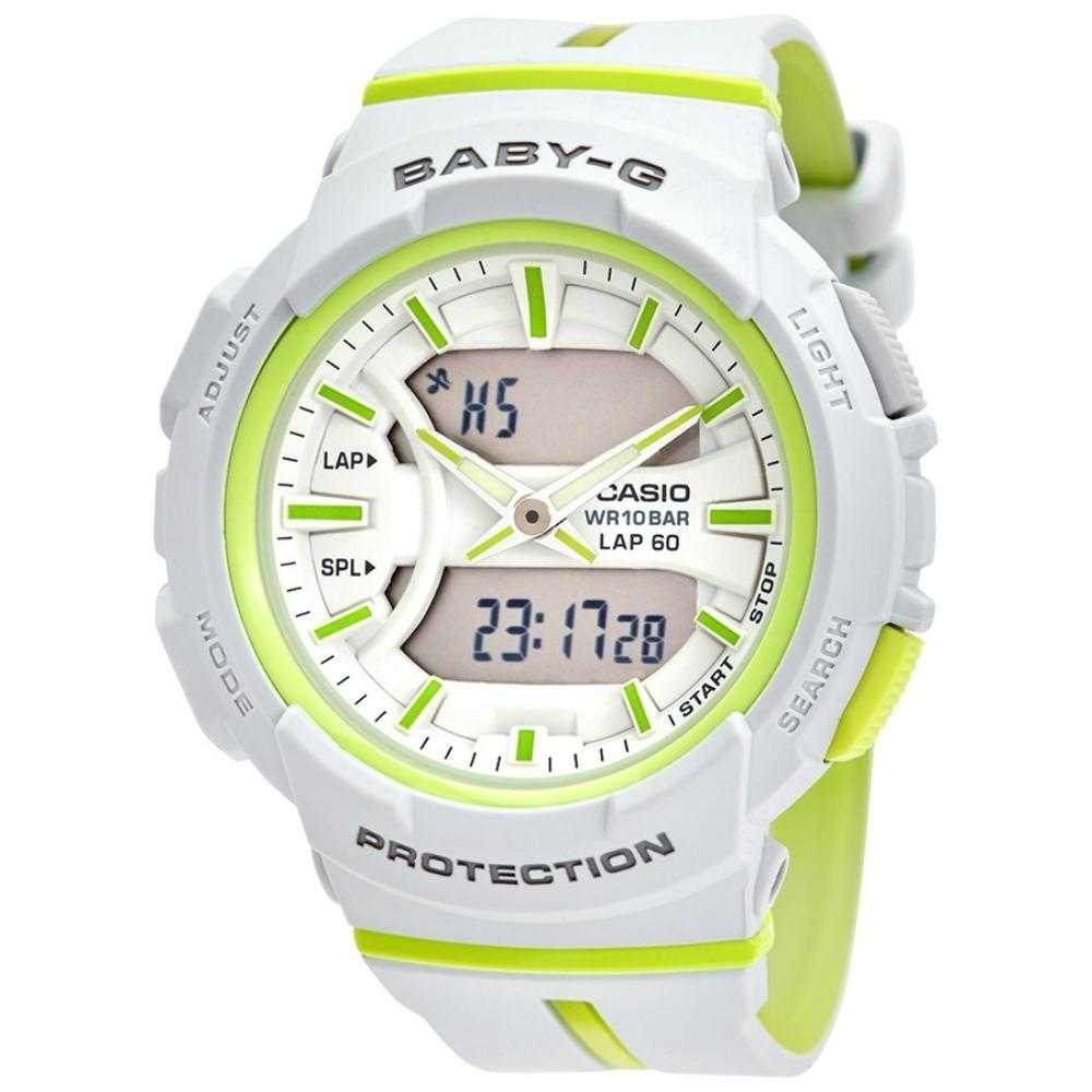 CASIO BABY-G BGA-240L-7ADR RUNNING DIGITAL QUARTZ WHITE GREEN RESIN WOMEN'S WATCH - H2 Hub Watches