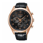 SEIKO GENERAL SSB296P1 CHRONOGRAPH MEN'S BLACK LEATHER STRAP WATCH - H2 Hub Watches