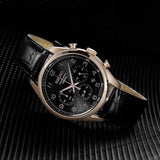 SEIKO GENERAL SSB296P1 CHRONOGRAPH MEN'S BLACK LEATHER STRAP WATCH - H2 Hub Watches