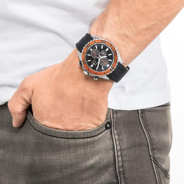 CITIZEN CA0718-13E PROMASTER MARINE CHRONOGRAPH SILVER STAINLESS STEEL BLACK SILICONE STRAP MEN'S WATCH - H2 Hub Watches