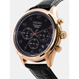 SEIKO GENERAL SSB296P1 CHRONOGRAPH MEN'S BLACK LEATHER STRAP WATCH - H2 Hub Watches