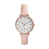 FOSSIL ES4303 JACQUELINE WHITE DIAL DIAMOND ACCENT BLUSH LEATHER WOMEN'S WATCH