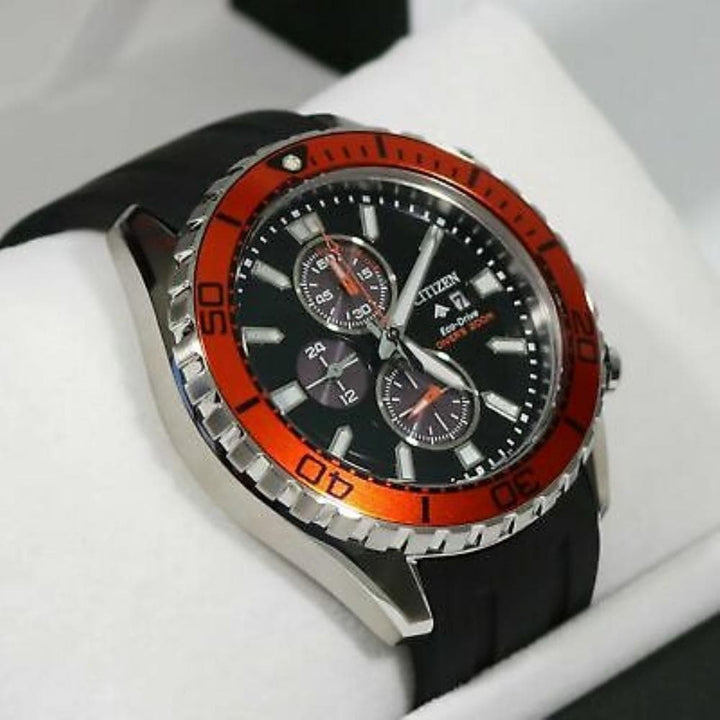 CITIZEN CA0718-13E PROMASTER MARINE CHRONOGRAPH SILVER STAINLESS STEEL BLACK SILICONE STRAP MEN'S WATCH - H2 Hub Watches