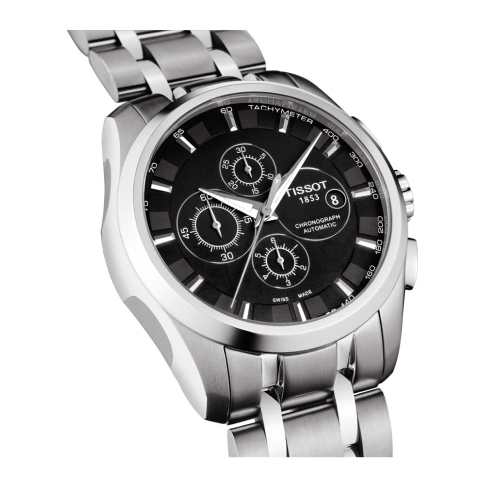 TISSOT  AUTOMATIC BLACK DIAL CHRONOGRAPH STAINLESS STEEL MEN'S WATCH T0356271105100 - H2 Hub Watches