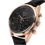 SEIKO GENERAL SSB296P1 CHRONOGRAPH MEN'S BLACK LEATHER STRAP WATCH - H2 Hub Watches