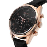 SEIKO GENERAL SSB296P1 CHRONOGRAPH MEN'S BLACK LEATHER STRAP WATCH - H2 Hub Watches