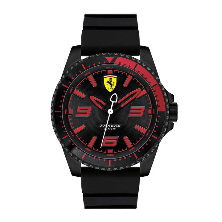 FERRARI SCUDERIA XX KERS ANALOG QUARTZ BLACK STAINLESS STEEL 0830465 SILICONE STRAP MEN'S WATCH - H2 Hub Watches