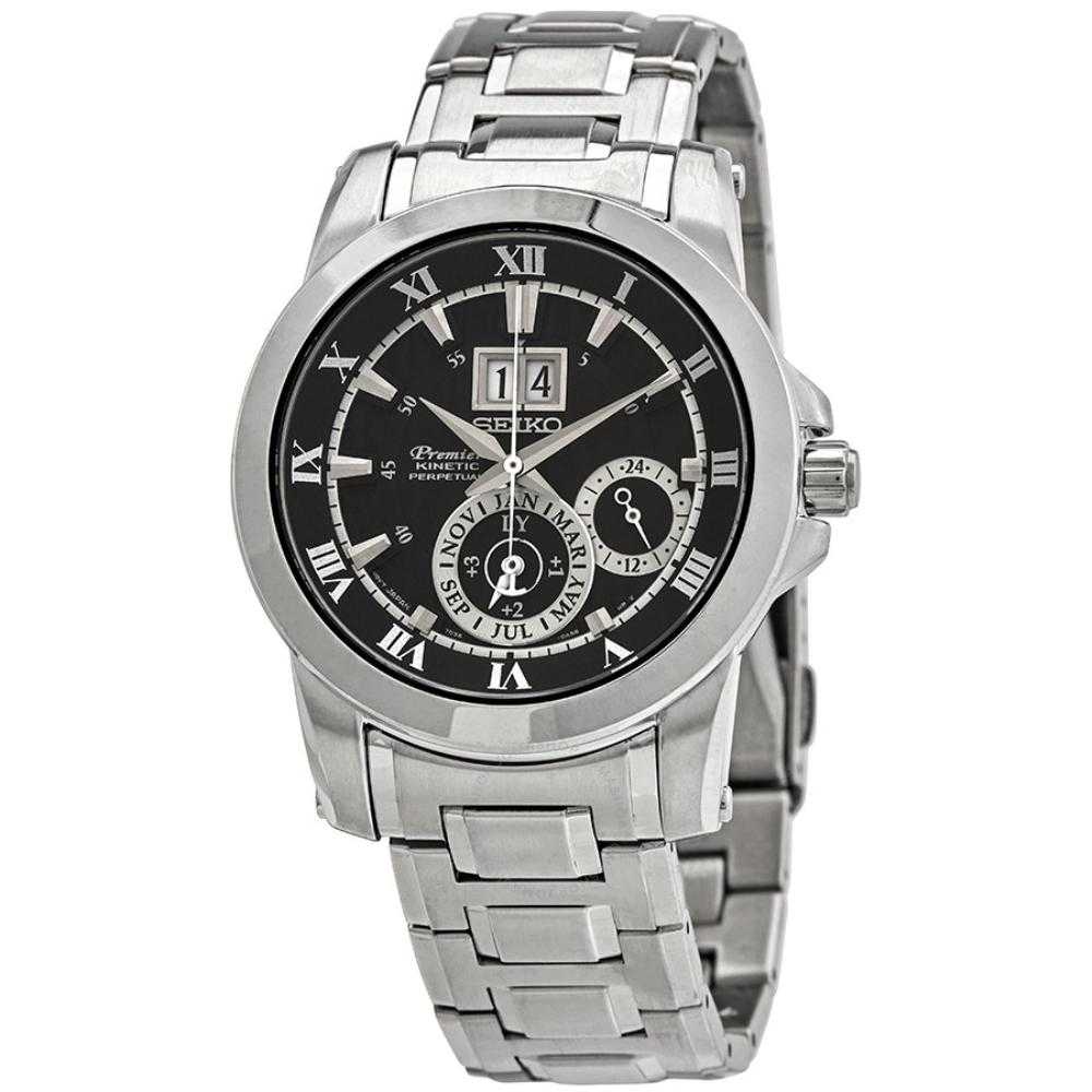 SEIKO PREMIER KINETIC SNP093P1 STAINLESS STEEL MEN'S SILVER WATCH - H2 Hub Watches
