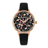 CATH KIDSTON QUARTZ EIDERDOWN DITSY ROSE GOLD ALLOY CKL058BRG BLACK SUEDE STRAP LADIES WATCH - H2 Hub Watches