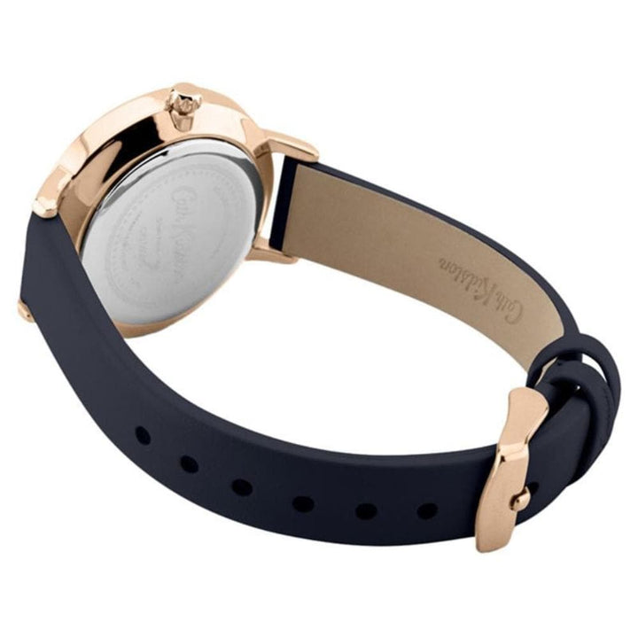 CATH KIDSTON QUARTZ PAINTBOX FLOWERS ROSE GOLD ALLOY CKL050URG NAVY LEATHER STRAP LADIES WATCH - H2 Hub Watches