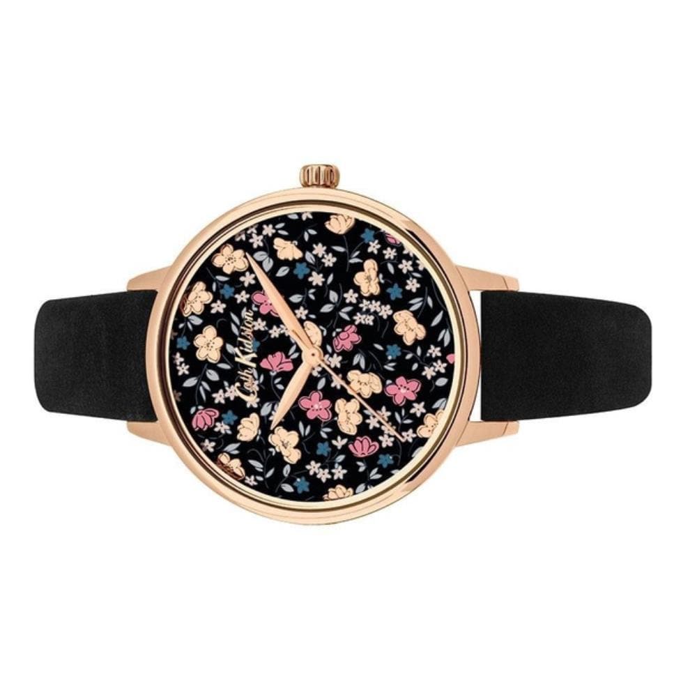CATH KIDSTON QUARTZ EIDERDOWN DITSY ROSE GOLD ALLOY CKL058BRG BLACK SUEDE STRAP LADIES WATCH - H2 Hub Watches