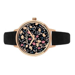 CATH KIDSTON QUARTZ EIDERDOWN DITSY ROSE GOLD ALLOY CKL058BRG BLACK SUEDE STRAP LADIES WATCH - H2 Hub Watches