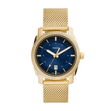 FOSSIL FS5794 MACHINE THREE HAND DATE GOLD-TONE STAINLESS STEEL MESH MEN'S WATCH