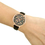 CATH KIDSTON QUARTZ EIDERDOWN DITSY ROSE GOLD ALLOY CKL058BRG BLACK SUEDE STRAP LADIES WATCH - H2 Hub Watches