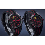 FERRARI SCUDERIA REDREV ANALOG QUARTZ BLACK PLASTIC 0870021 SILICONE STRAP MEN'S WATCH - H2 Hub Watches