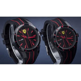 FERRARI SCUDERIA REDREV ANALOG QUARTZ BLACK PLASTIC 0870021 SILICONE STRAP MEN'S WATCH - H2 Hub Watches