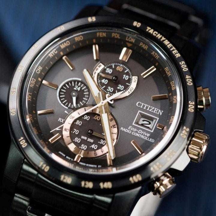 CITIZEN AT8127-85F ECO-DRIVE CHRONOGRAPH BLACK STAINLESS STEEL MEN'S WATCH - H2 Hub Watches