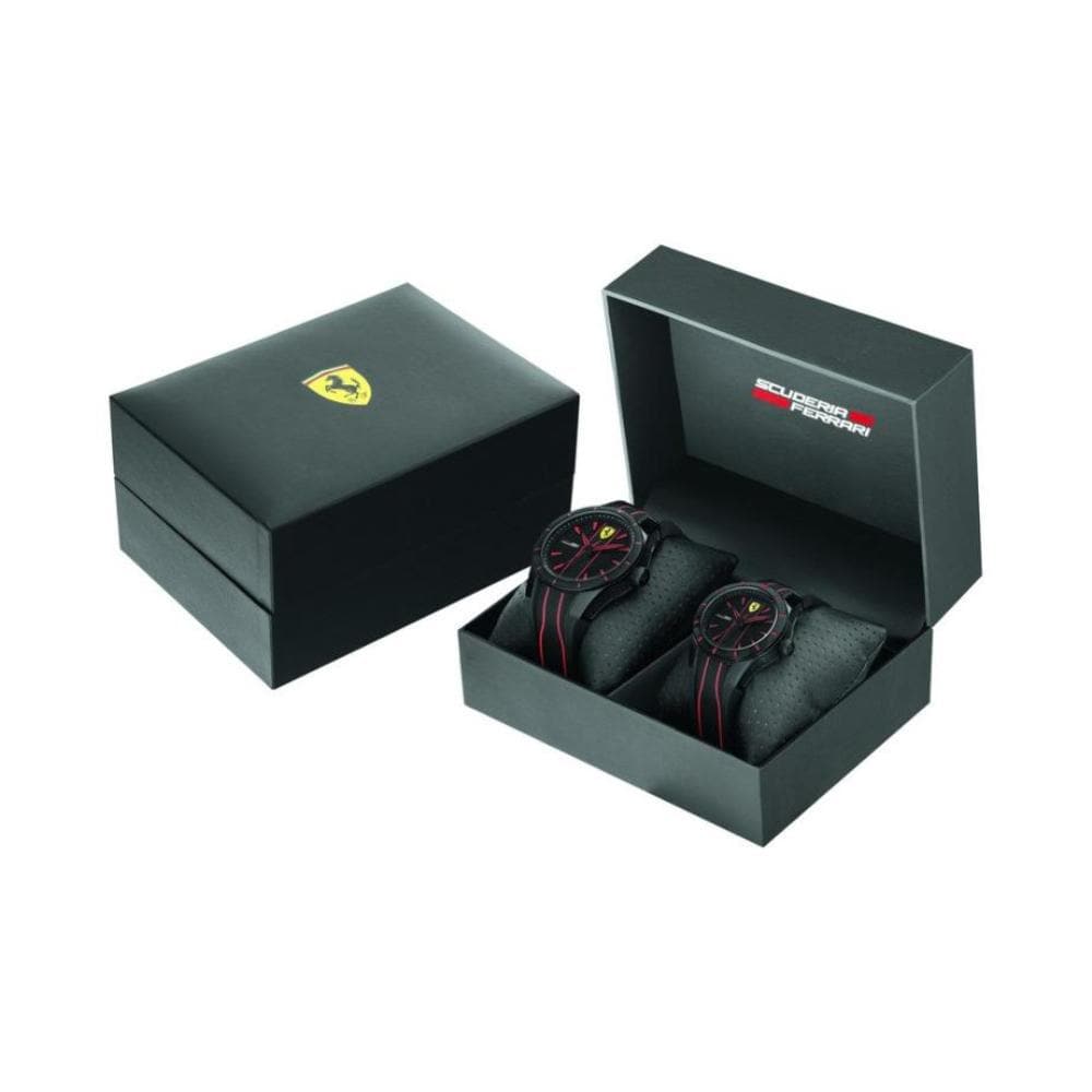 FERRARI SCUDERIA REDREV ANALOG QUARTZ BLACK PLASTIC 0870021 SILICONE STRAP MEN'S WATCH - H2 Hub Watches