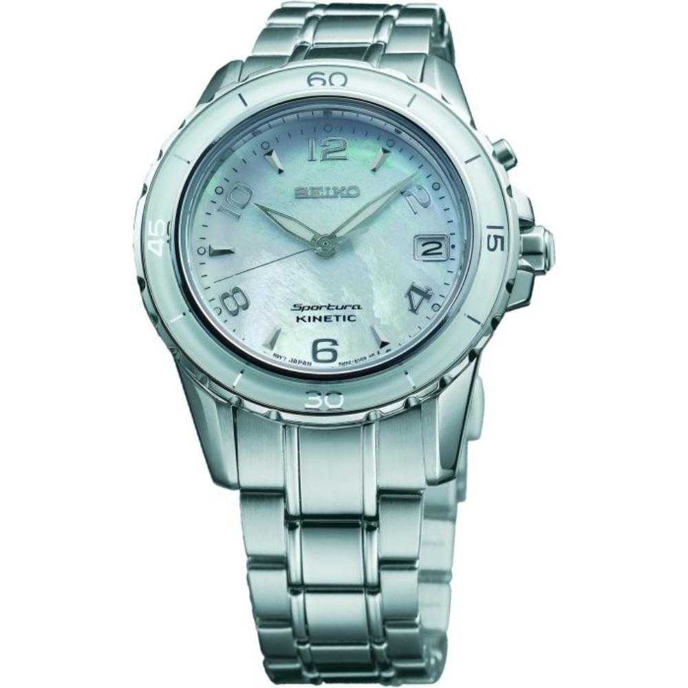 SEIKO GENERAL SPORTURA KINETIC SKA879P1 STAINLESS STEEL WOMEN'S SILVER WATCH - H2 Hub Watches
