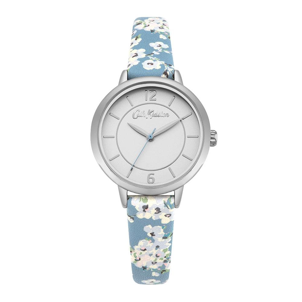 CATH KIDSTON QUARTZ WELLESLEY BLOSSOM SILVER ALLOY CKL046US BLUE PU STRAP LADIES WATCH - H2 Hub Watches