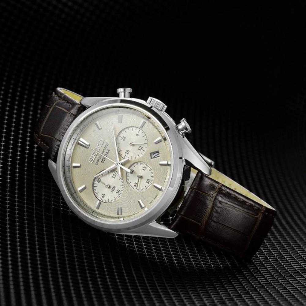 SEIKO GENERAL SSB293P1 CHRONOGRAPH MEN'S BROWN LEATHER STRAP WATCH - H2 Hub Watches