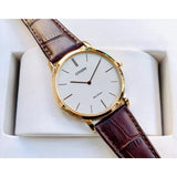 CITIZEN ECO-DRIVE AR1113-12A WHITE DIAL BROWN LEATHER STRAP MEN'S WATCH