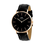 DANIEL WELLINGTON CLASSIC READING ROSE GOLD STAINLESS STEEL DW00100129 BLACK LEATHER STRAP MEN'S WATCH